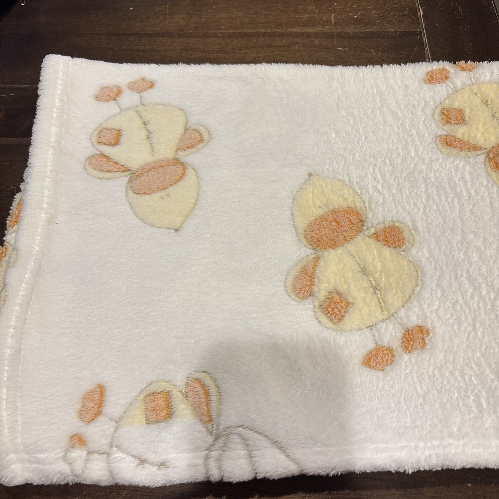 Tadpoles Plush  White Yellow Duck Baby Blanket Security‎ Lovey soft